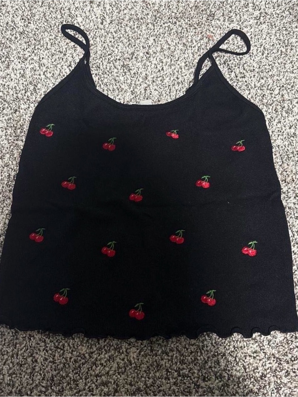 Black Cherry Embroidered Crop Cami Top